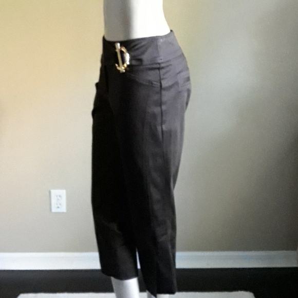 Caché Brown Cropped pants with Buckle size 4 - Picture 1 of 8
